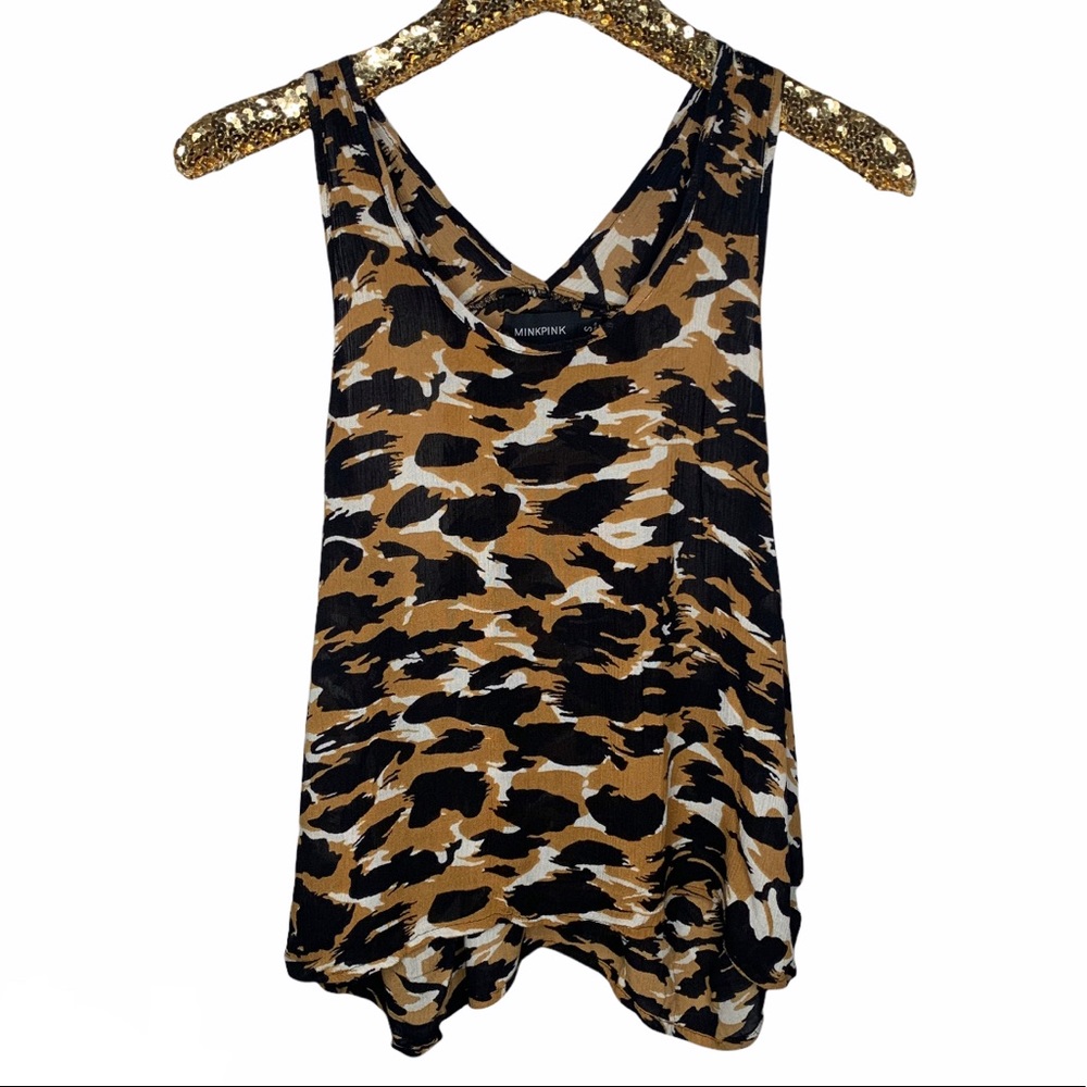 MINKPINK Leopard Animal Print Tank Top Relaxed Fit